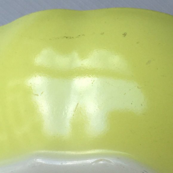 Hazel Atlas Bowl Dish Dessert Milk Glass Orchard Apple Shape Yellow Vintage Set - Picture 10 of 12